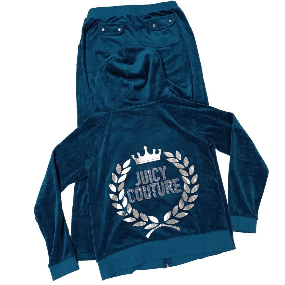 Juicy Couture Tracksuit Matching Set Medium Large Jacket Pants Bling Y2k Logo
